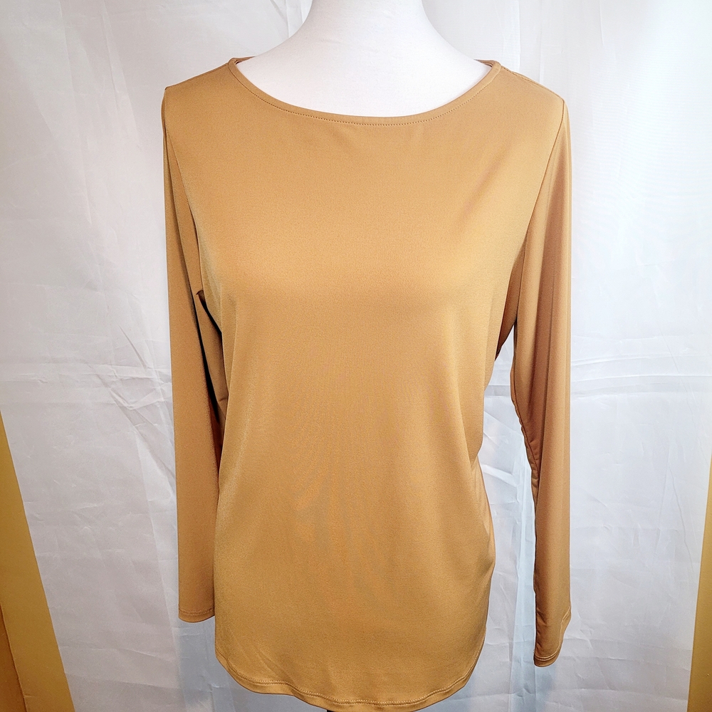 Susan Graver Women's Camel Long Sleeve Top